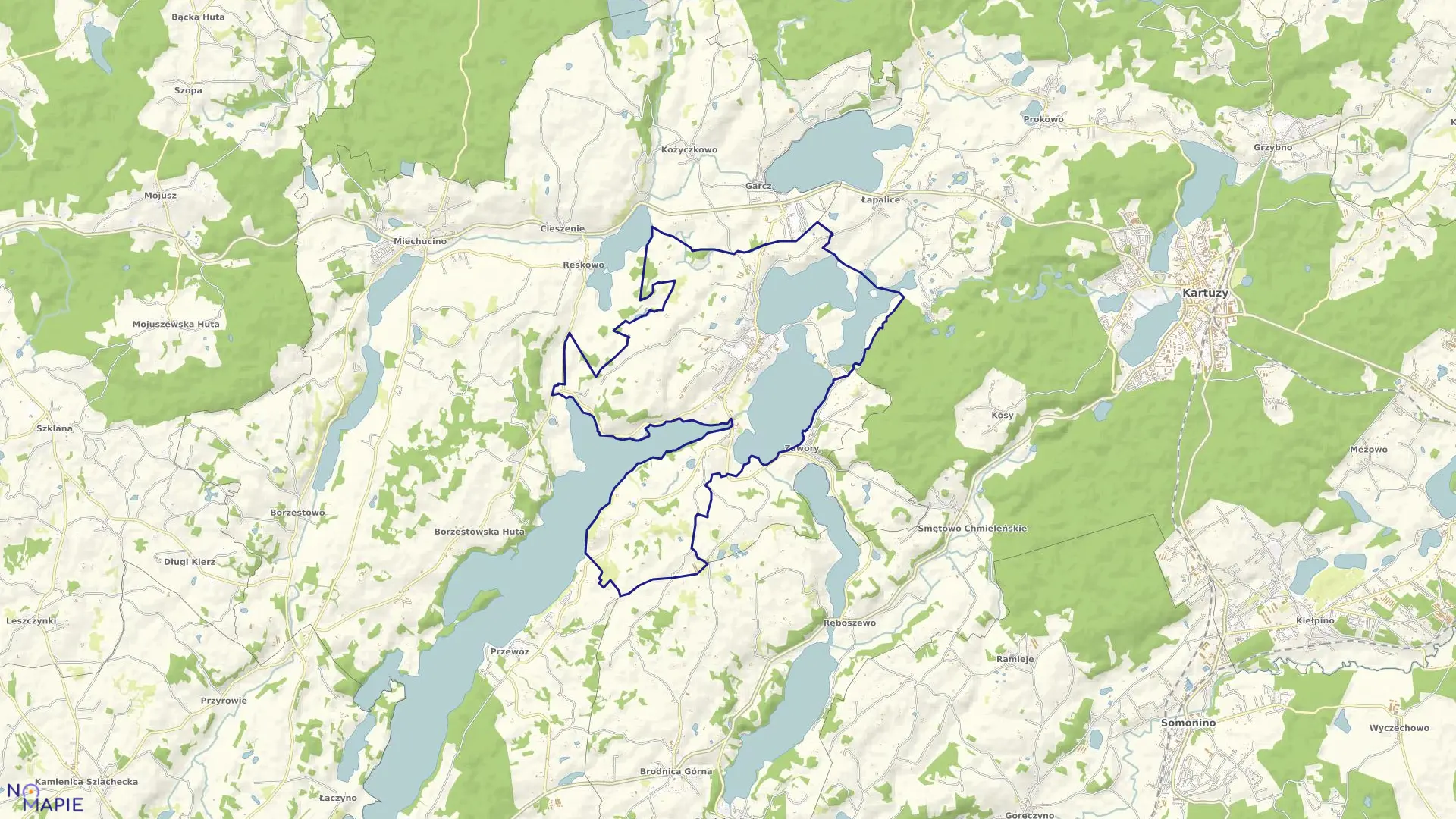 Mapa obrębu Chmielno w gminie Chmielno