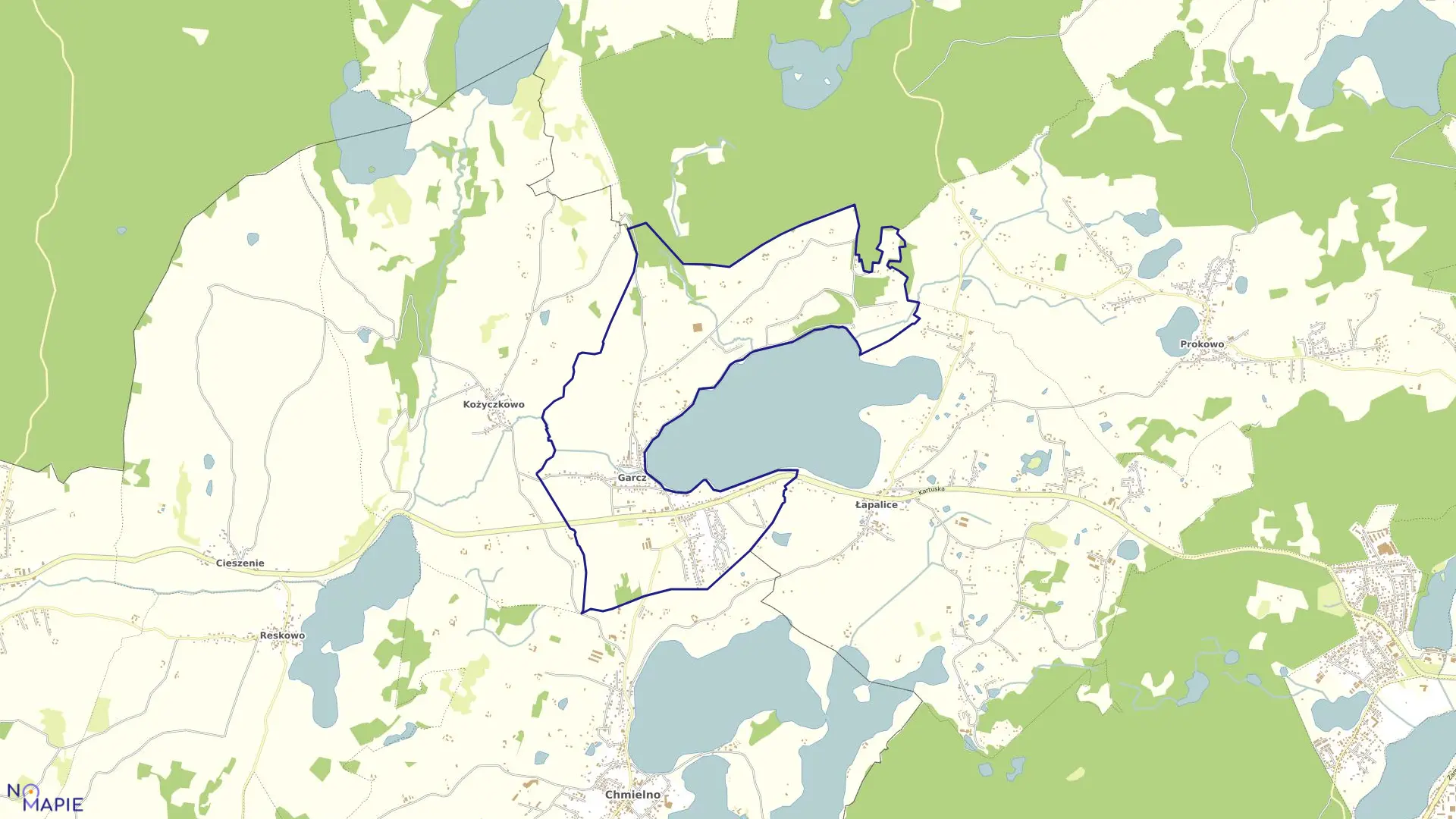 Mapa obrębu Garcz w gminie Chmielno