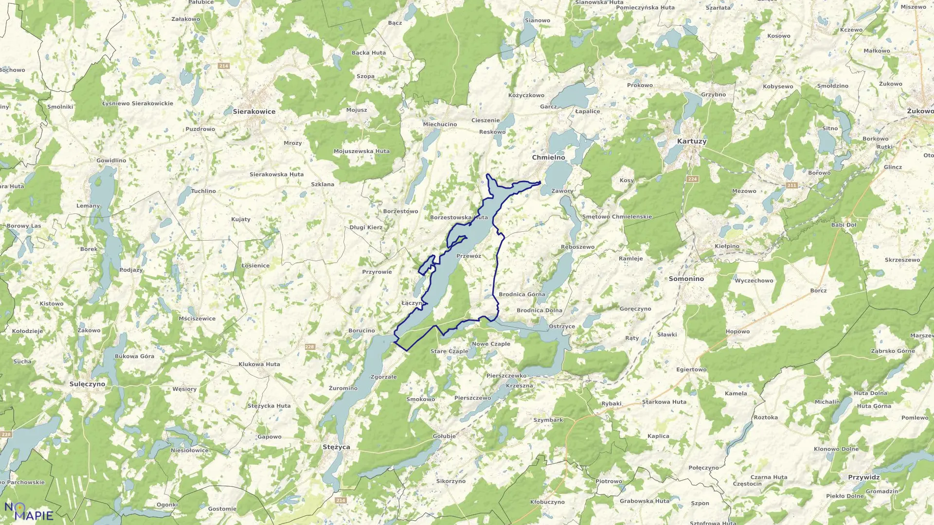 Mapa obrębu Przewóz w gminie Chmielno