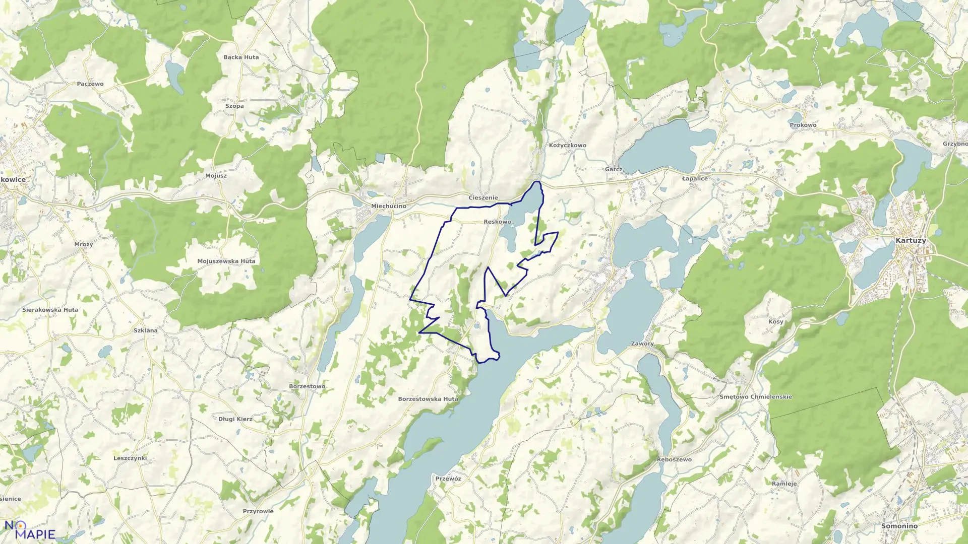 Mapa obrębu Reskowo w gminie Chmielno